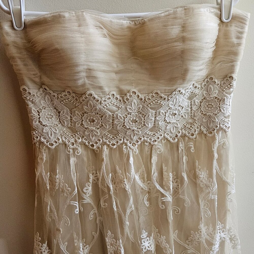 Size 12 Ivory Lace 100% Silk Mini Dress
